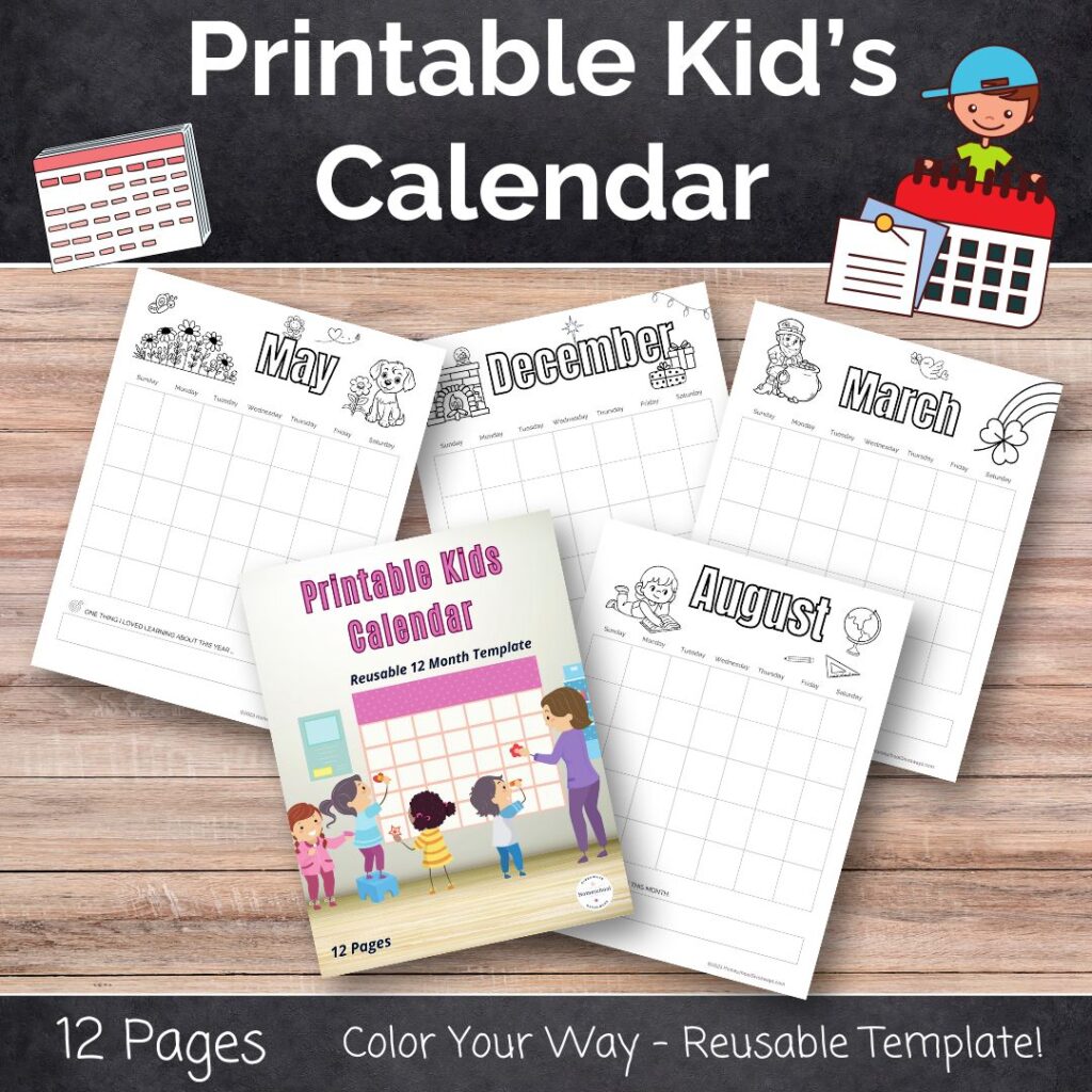 Printable Kids Calendar - Homeschool Giveaways