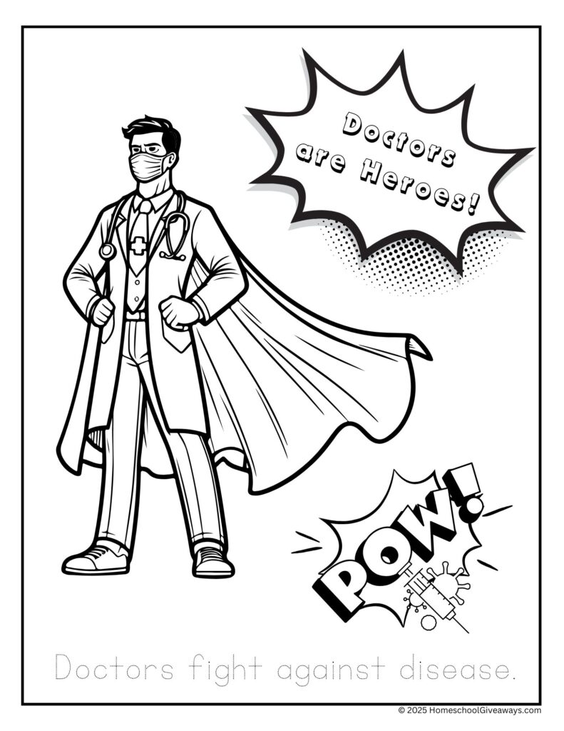 Hero doctor coloring page homeschool giveaways